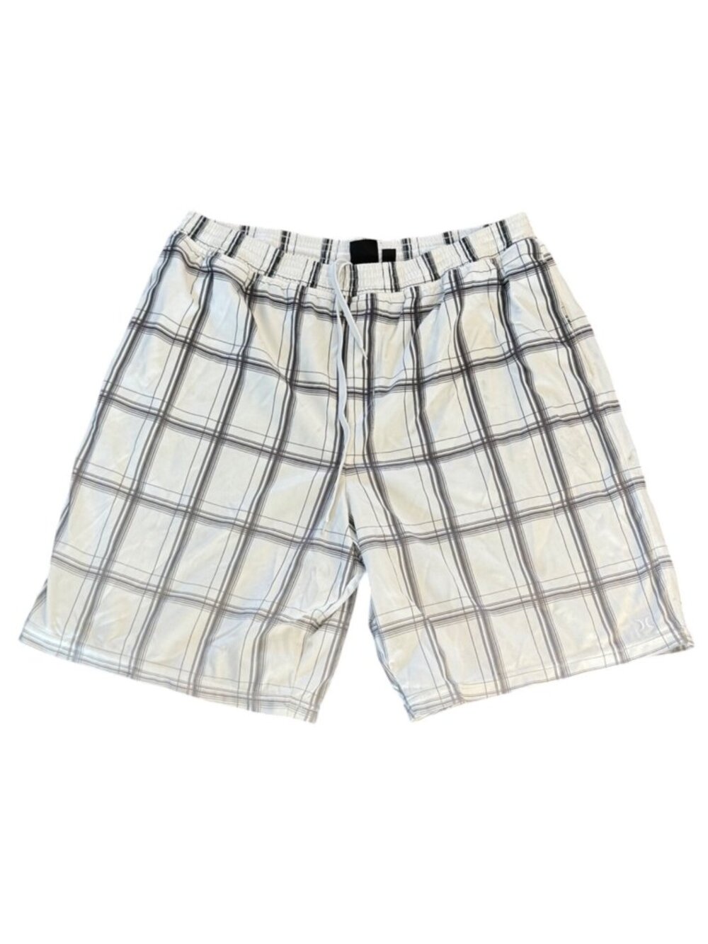Hurley Mens XL Plaid Athletic Shorts White & Gray Lightweight Mesh Fabric